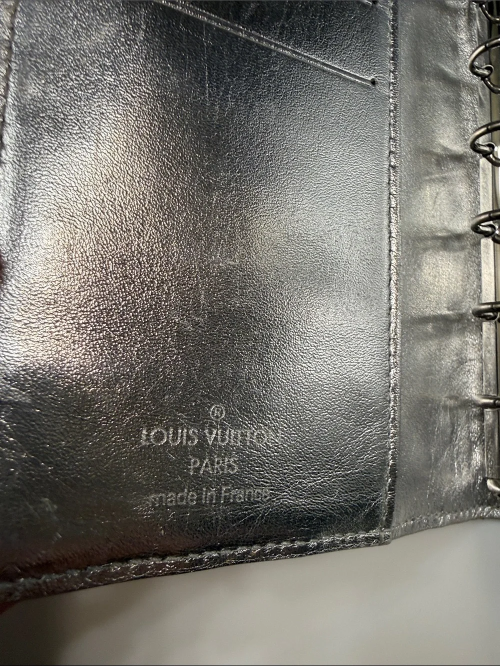 RARE Louis Vuitton Silver Monogram Embossed PM Agenda